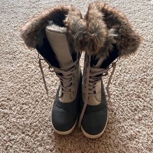 Northside Women's Winter Boots “Katsura II” Waterproof Faux Fur - Black/Brown 8